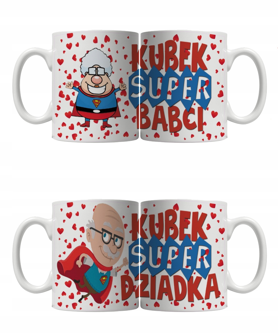 KUBKI DZIEŃ BABCI I DZIADKA ! WZORY ! 2 szt