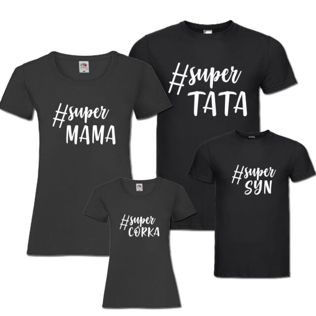 Zestaw 2 Koszulki - Super Mama / Tata ,  Super Syn/Córka