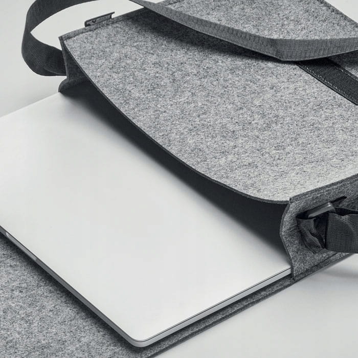 Torba Listonoszka filcowa - na laptopa - szara - obrazek 2