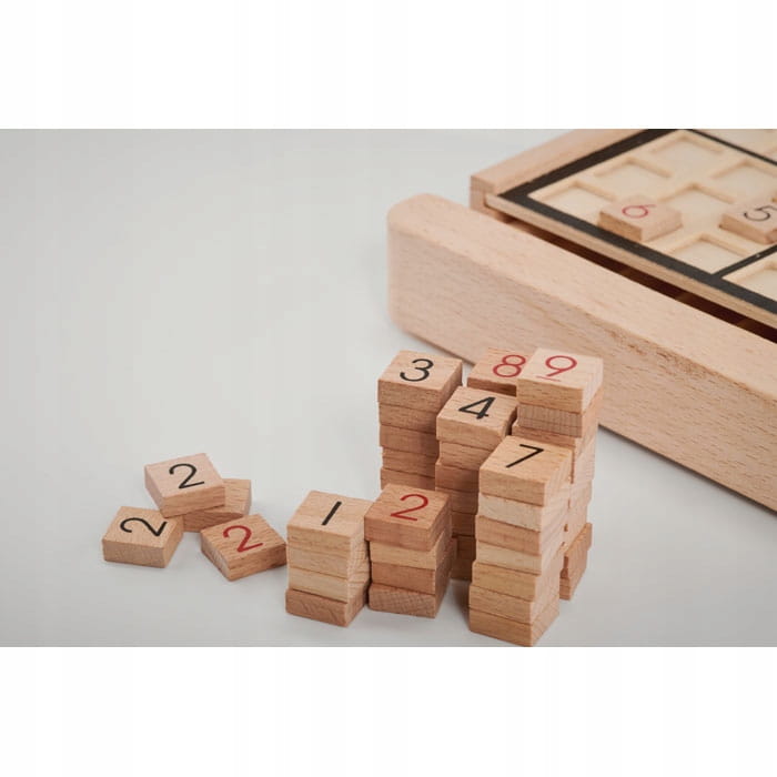 Drewniana gra sudoku 9x9 z szufladką – 99 ponumerowanych płytek edukacyjnych - obrazek 2