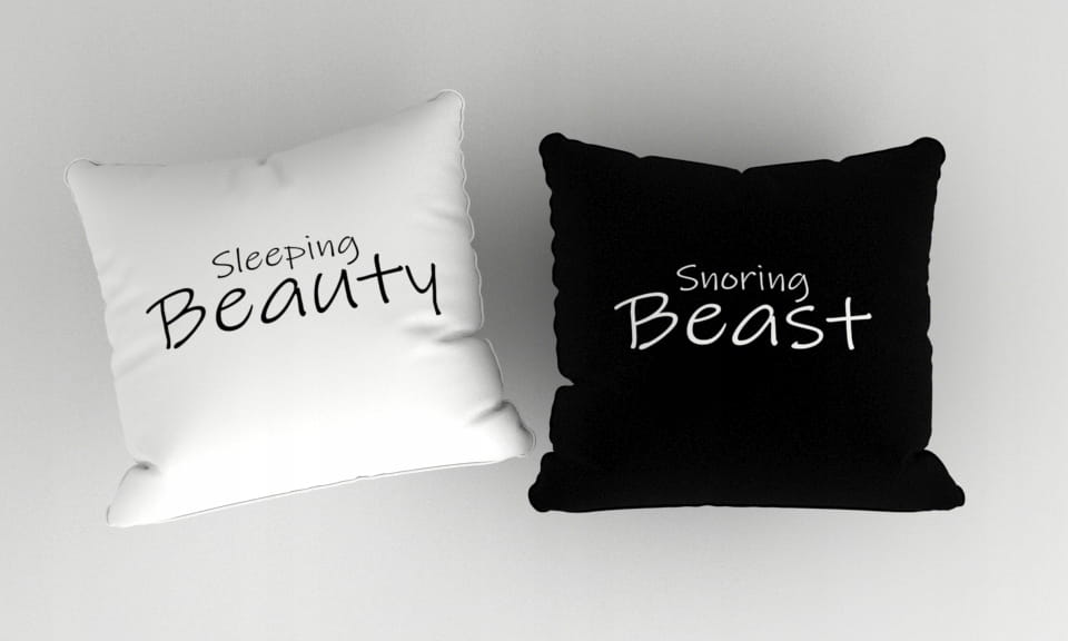 Poduszki dla Par - komplet 2 szt - Sleeping Beauty & Snoring Beast