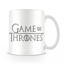 Biały kubek ceramiczny Game of Thrones z logo i kartonikiem