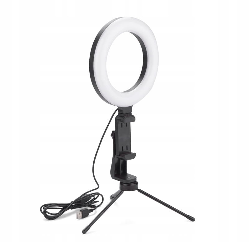 Lampa pierścieniowa - lampka ring light do selfie - 3 barwy - obrazek 3