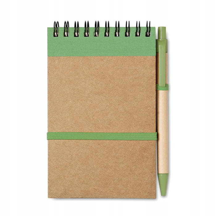 Notes A6 z papieru z recyklingu - zielony + grawer