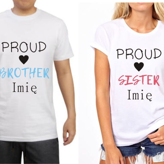 Biały zestaw koszulek dziecięcych Proud Brother & Sister dla rodzeństwa