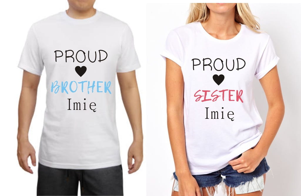Biały zestaw koszulek dziecięcych Proud Brother & Sister dla rodzeństwa