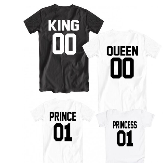 Koszulki rodzinne - King Queen Prince Princess - różne kolory