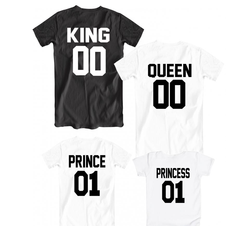 Koszulki rodzinne - King Queen Prince Princess - różne kolory