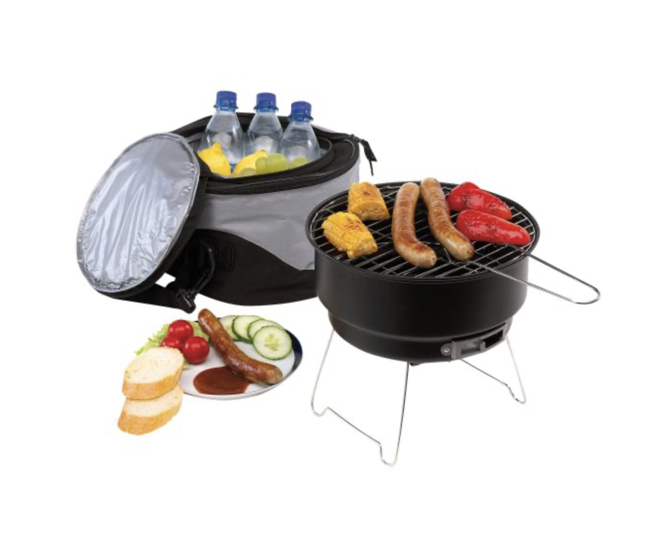 Grill turystyczny przenośny + torba termiczna 3w1 + fartuch kuchenny - obrazek 2