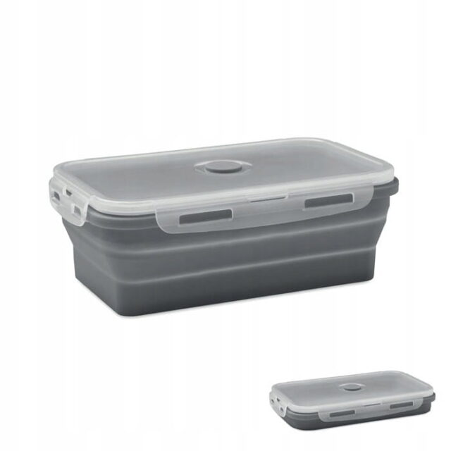 Składany silikonowy pojemnik Lunch box Solo 1000 ml szary