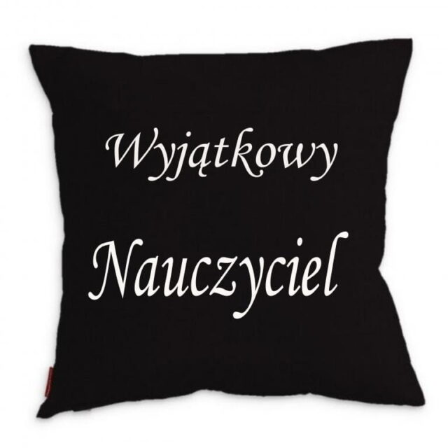 Czarna poduszka dekoracyjna Wyjątkowy Nauczyciel prezent dla nauczyciela