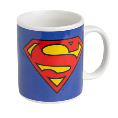 Niebiesko biały kubek ceramiczny Superman z logo S 300 ml licencjonowany gadżet DC Comics